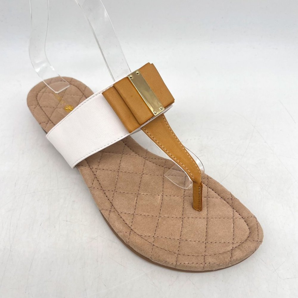 Switch Flops Womens Vivian Open Toe Casual Slide Sandals White Gold 9 M